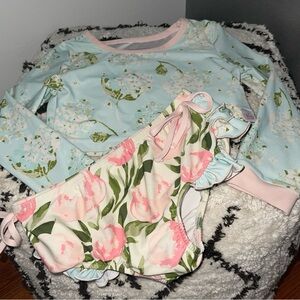 SweetHoney Floral Rash Guard Bikini 5Y Ruffle Cottagecore Swimsuit Southern